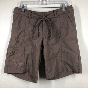 Columbia Outdoor Hiking Bermuda Shorts Brown Sash Belt Embroidery 10